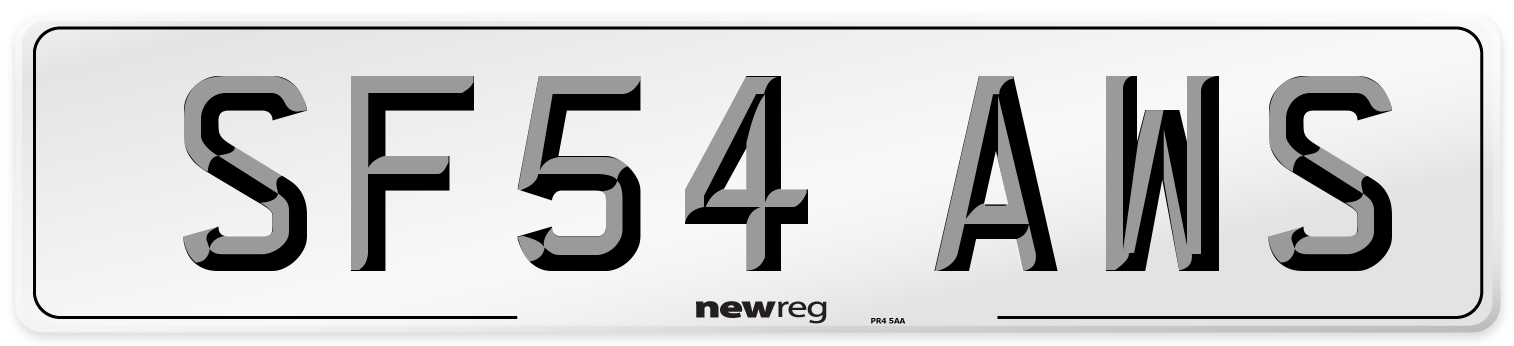 SF54 AWS Number Plate from New Reg